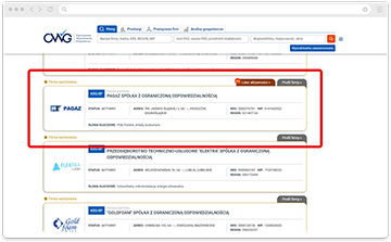 Firma wyróżniona w Wyszukiwarce OWG